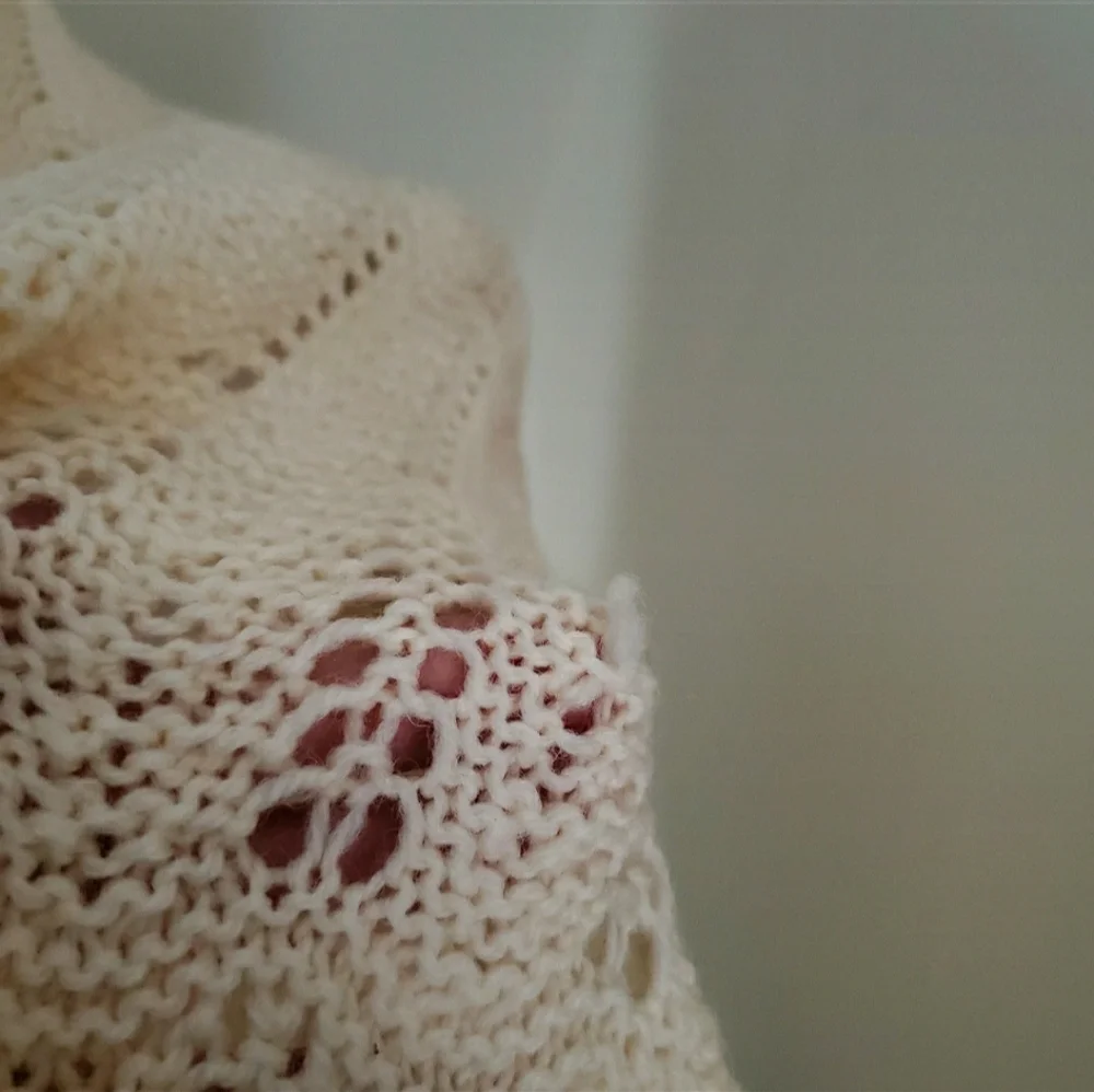 Cream Color Knit Extra Wide Scarf Shawl with Fringe